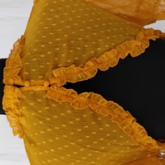 NWT Story On mustard mini dress w V neckline, ruffle SO CUTE! - Picture 8 of 16